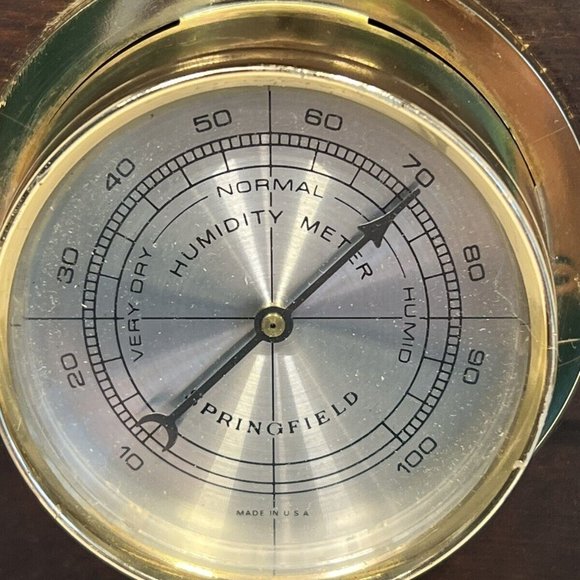 Springfield Weather Station Thermometer, Barometer & Humidity Meter Wood Vintage - Picture 8 of 11